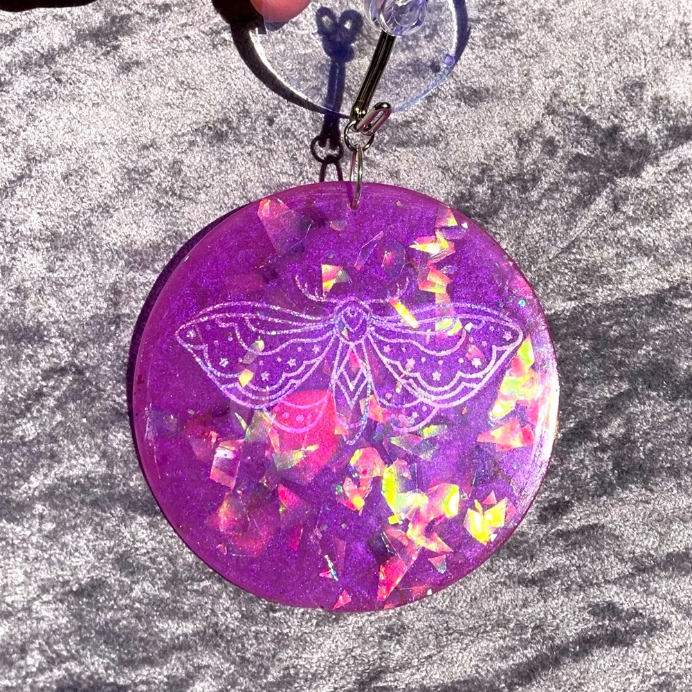 🛑 SOLD 🛑  💖Holographic Lavender Hawk Moth Sun Catcher